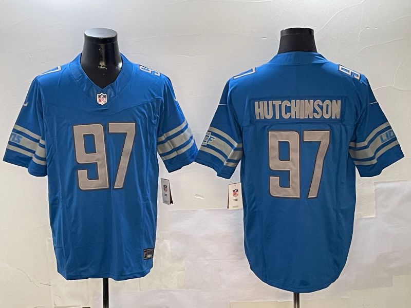 Men Detroit Lions 97 Hutchinson Blue three generations 2024 Nike Limited NFL Jersey style 0102